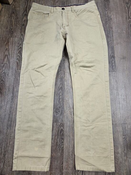 Stacy Adams Pants - Stacy Adams Tan Pants Khakis Top-Stitch Straight Flat Front 32x30 (tag34x32)